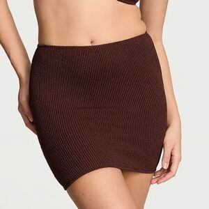 Victoria's Secret Burgundy Brown Crinkle Swim Coverup Skirt M/L